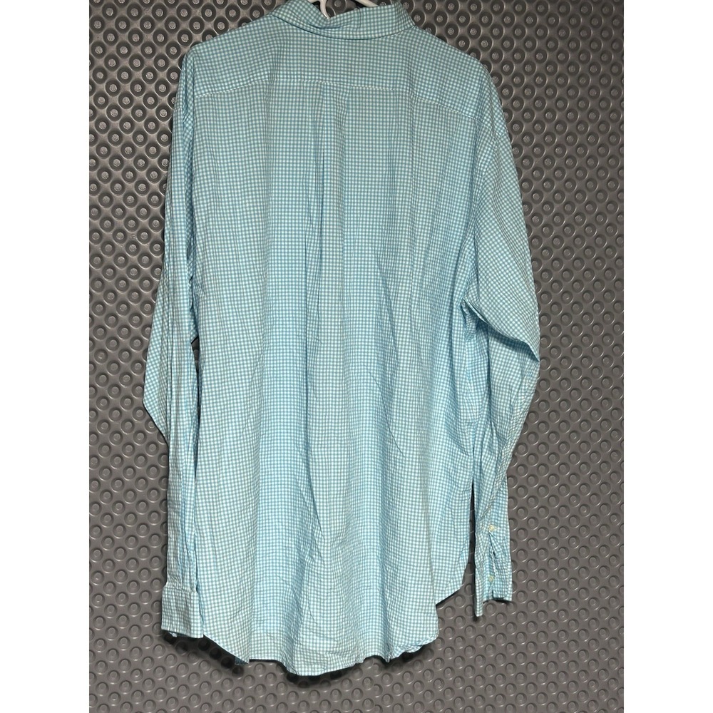 Ralph Lauren Shirt Mens 2XLT Teal Blue Check Long Sleeve Button Down Pink Pony - Picture 3 of 9